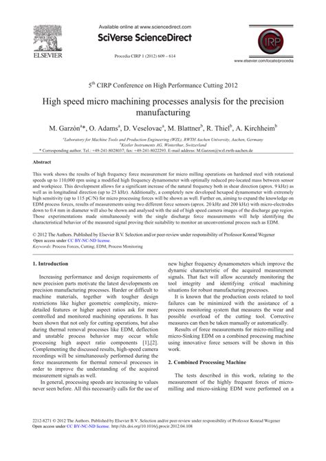 high speed micro machining processes analysis for the precision manufacturing|High Speed Micro Machining Processes Analysis for the Precision .